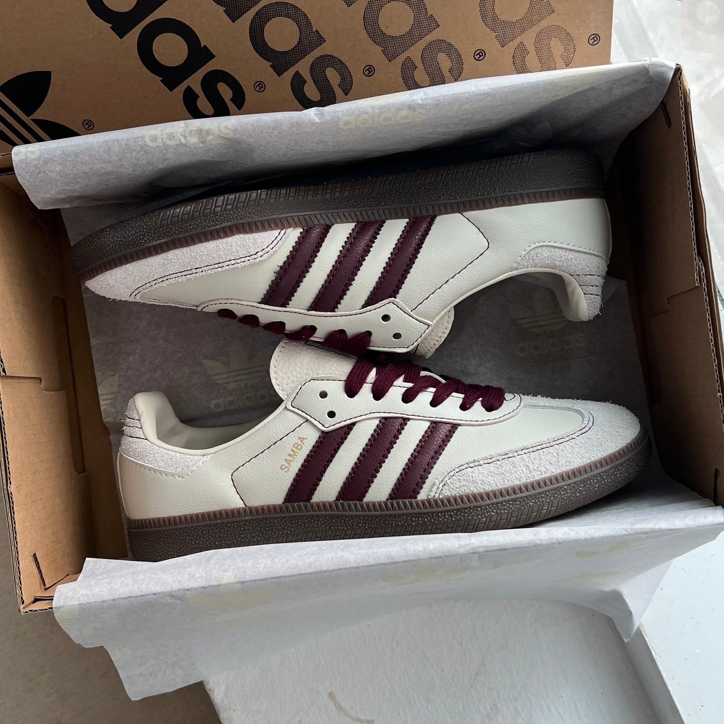 Adidas Samba OG "Wonder White/Maroon" (Master Quality)
